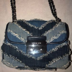 Michael Kors Sloan Denim MEDIUM Chain Shoulder Bag